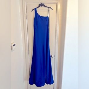 Formal Floor Length Gown Royal Blue One Shoulder